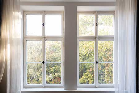 Interior view of vinyl windows